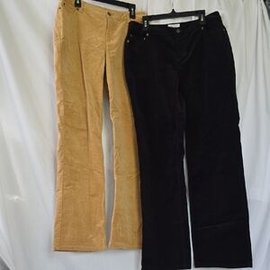 Corduroy Flare Pants in Tan and Black - Women's Size 4